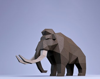 Mammoth Paper Craft, Plantilla digital, Origami, Descarga de PDF DIY, Low Poly, Trofeo, Escultura, Modelo 3D