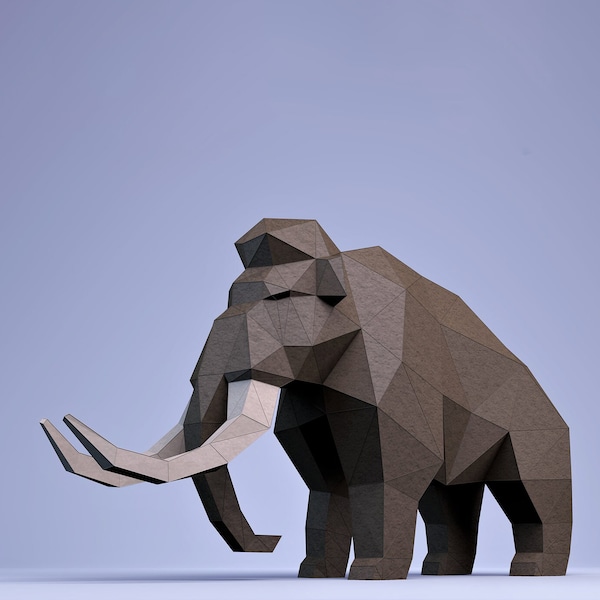 Mammoth Paper Craft, Digital Template, Origami, PDF Download DIY, Low Poly, Trophy, Sculpture, 3D Model