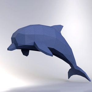 Dolphin decor, Paper craft Dolphin Big Model, DIY Papercraft, Paper model, PDF Paper Sculpture pattern, 3D Paper Dolphin Model