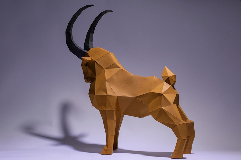 Goat Papercraft Ibex, Goat Paper Craft, Digital Template, Origami, PDF Download DIY ...