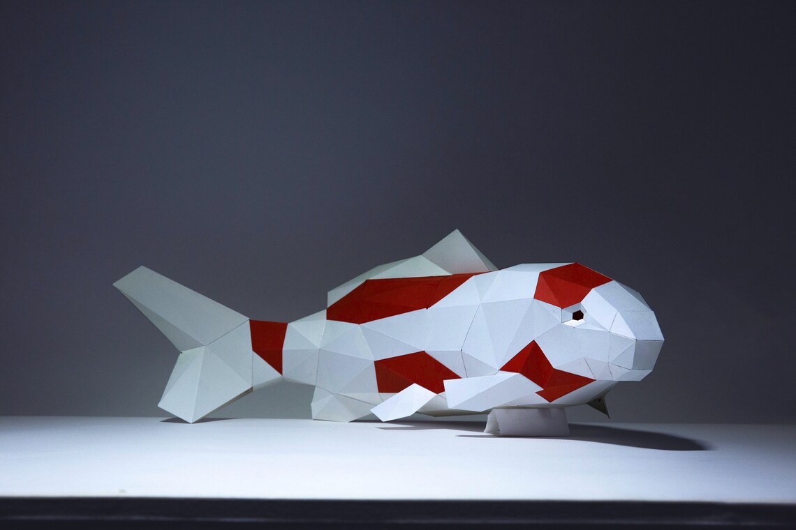 Koi Fish Paper Craft Digital Template Origami PDF Download Etsy