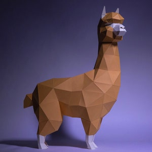 Alpaca, Lama Paper Craft, Digital Template, Origami, PDF Download DIY, Low Poly, Trophy, Sculpture, Model image 2