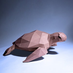 Sea Turtle Paper Craft, Digital Template, Origami, PDF Download DIY, Low Poly, Trophy, Sculpture, Model, Cricut SVG image 1