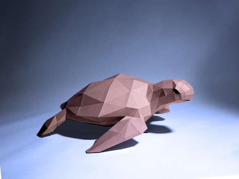 Wasserschildkröte Papiermodell, Digitale Vorlage, Origami, PDF Download DIY, Low Poly, Trophäe, Skulptur, Modell, Cricut SVG Bild 1