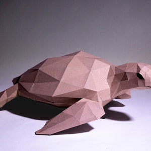 Wasserschildkröte Papiermodell, Digitale Vorlage, Origami, PDF Download DIY, Low Poly, Trophäe, Skulptur, Modell, Cricut SVG Bild 2