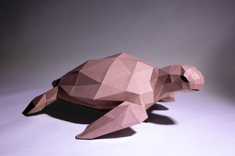 Wasserschildkröte Papiermodell, Digitale Vorlage, Origami, PDF Download DIY, Low Poly, Trophäe, Skulptur, Modell, Cricut SVG Bild 2