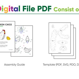 Huhn Küken Papercraft 3D DIY Low-Poly-Papier Handwerk Ostern Dekor Modell Vorlage, Küche Dekor, DIY Papier Hahn Bild 4