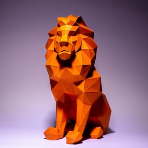 Lion Paper Craft, Digital Template, Origami, PDF Download DIY, Low Poly, Trophy, Sculpture, Model, Lion King