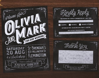 Wedding Invitation | Chalkboard Wedding Suite | Chalkboard Invitation | Rustic Invitation | Chalkboard Wedding Invite | Printable