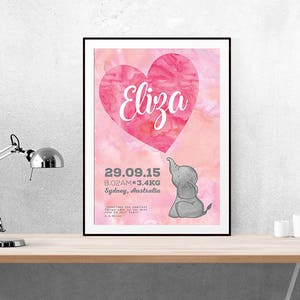 Nursery Baby's Room Baby's Birth Birth Announcement Wall Art Nursery Art Baby Baby Announcement Poster Custom image 1