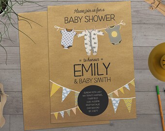 Baby | Baby Shower Invitation | Baby Shower | Baby Clothes Invite | Baby | Mum-to-be | Invitation | Baby Clothes