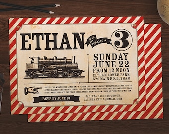 Birthday Invitation | Train Birthday | Train Party | Train Birthday Invitation | Boys Birthday | Vintage Style| Classic | Simple Invitation