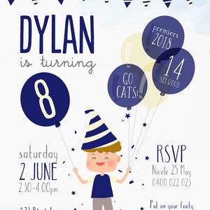 AFL AFL Birthday Invitation AFL Kids Party All Team Colours Available Aussie Rules Footy Invitation Custom image 3