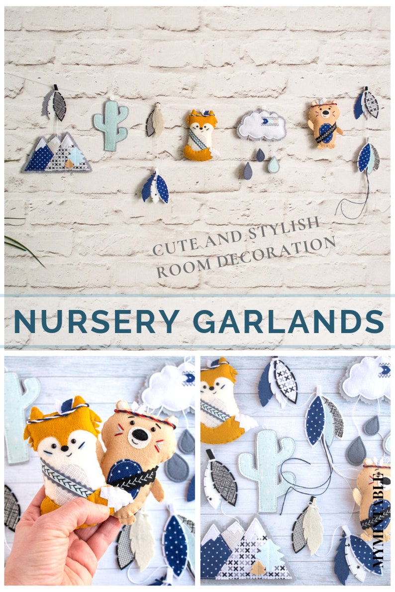 Woodland garland for nursery Mountain garland Woodland nursery Etsy