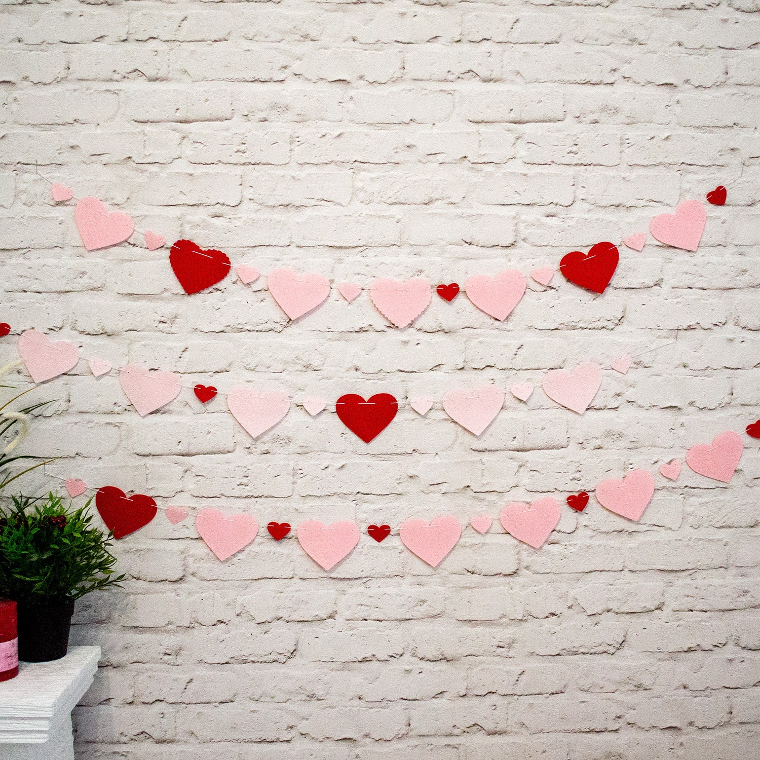 Décor Rose et Rouge de Jour La Saint-Valentin Guirlande Coeur