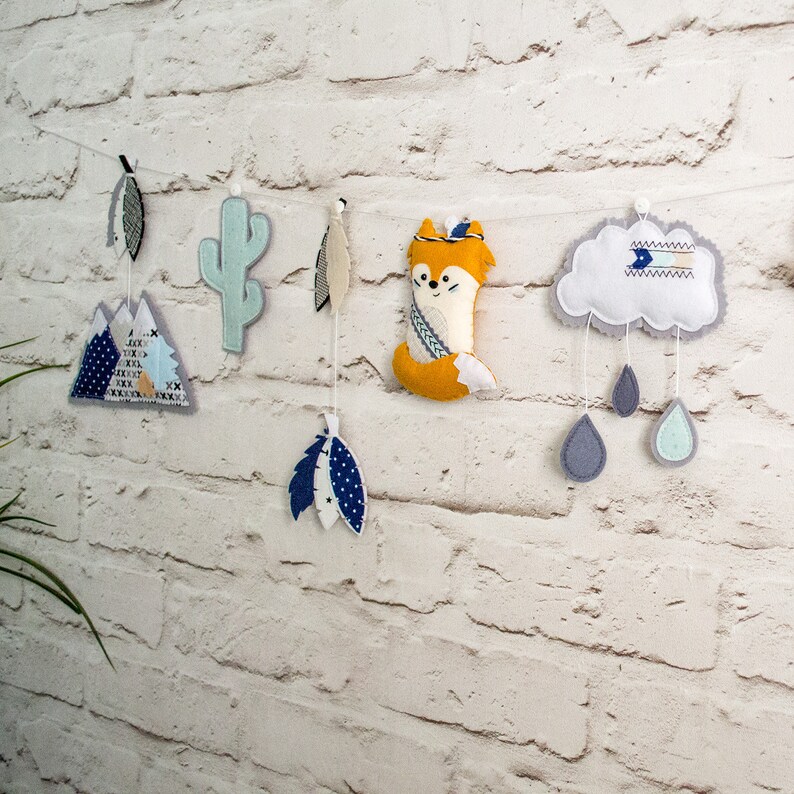 Woodland garland for nursery Mountain garland Woodland nursery Etsy