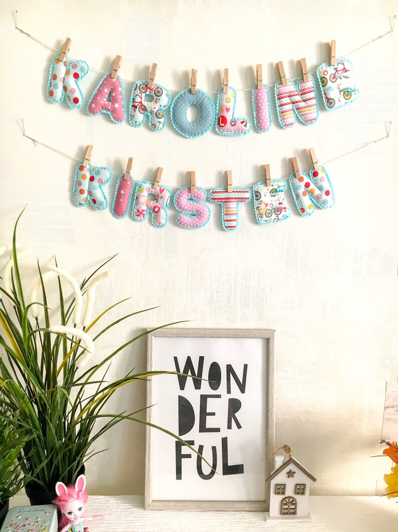 Lettres aimant guirlande prénom doux lettres feutre nom | Etsy