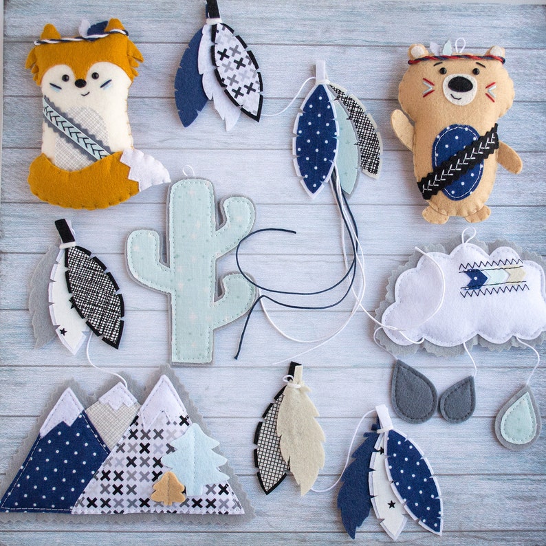 Woodland garland for nursery Mountain garland Woodland nursery Etsy