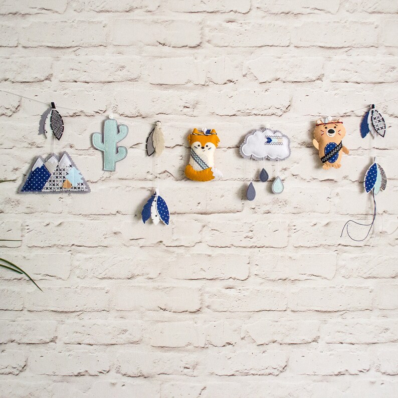 Woodland garland for nursery Mountain garland Woodland nursery Etsy