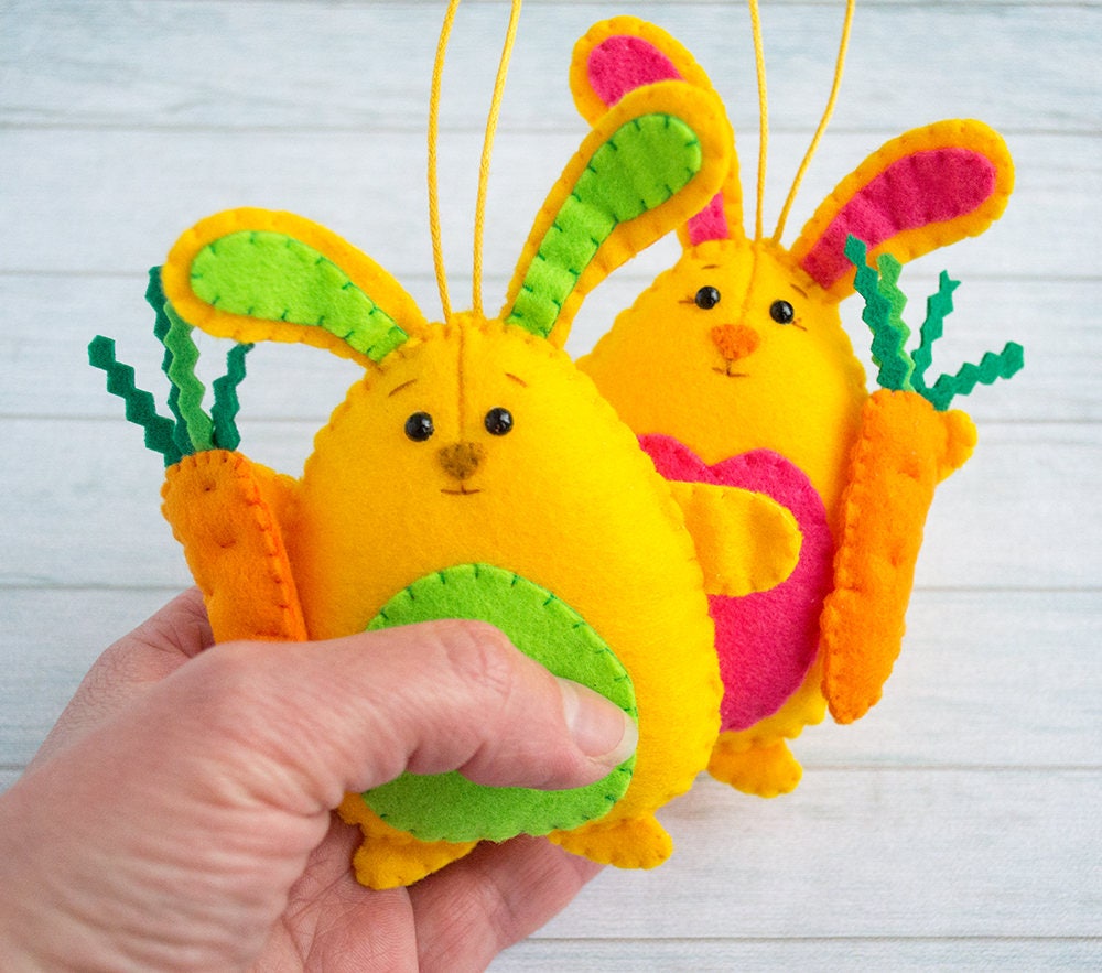 Décor de Pâques Lapin Mignon Décor Lapin Cadeau Kawaii Ornement Ornements Feutre Mural Forêt Pépiniè