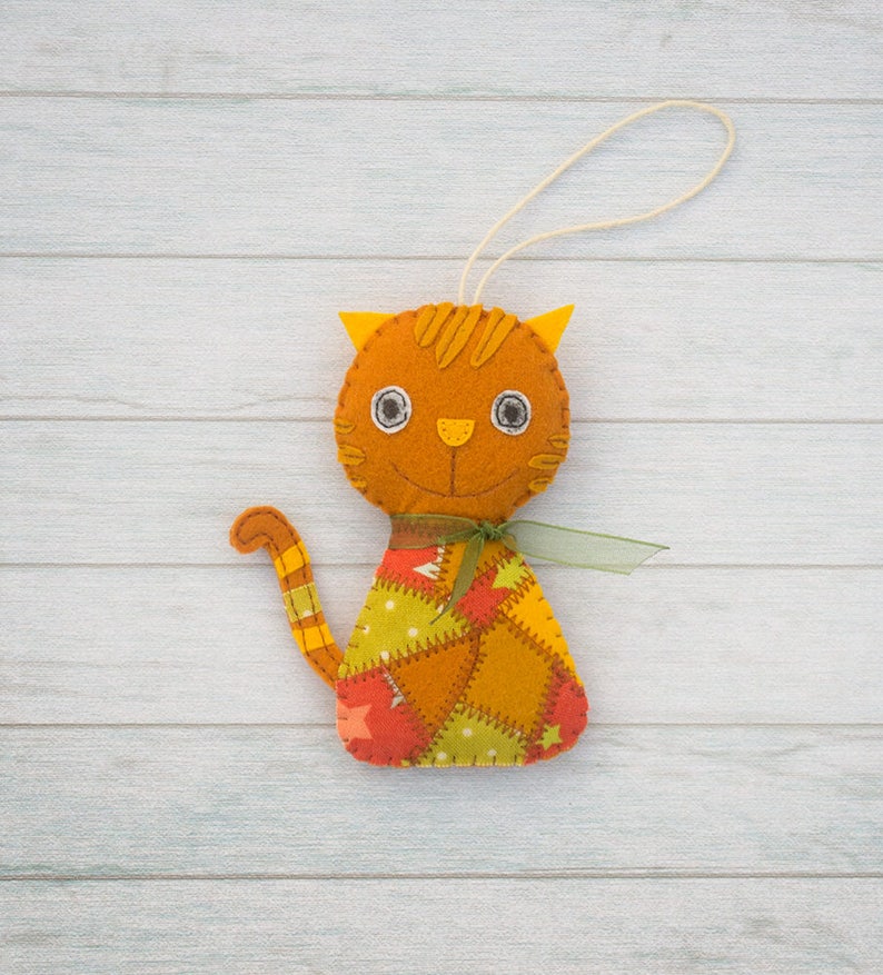 Cat Ornament Ginger Cat Cute Felt Cat Kitty Decor Gift for Cat Etsy