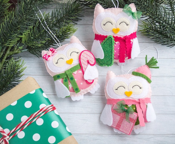 Owl Gifts Pink Christmas Ornaments Pink Ornament Office Secret Etsy