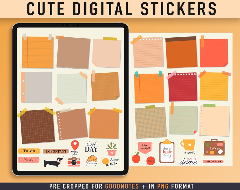 Digital Stickers Goodnotes Stickers Png Stickers Notes Etsy