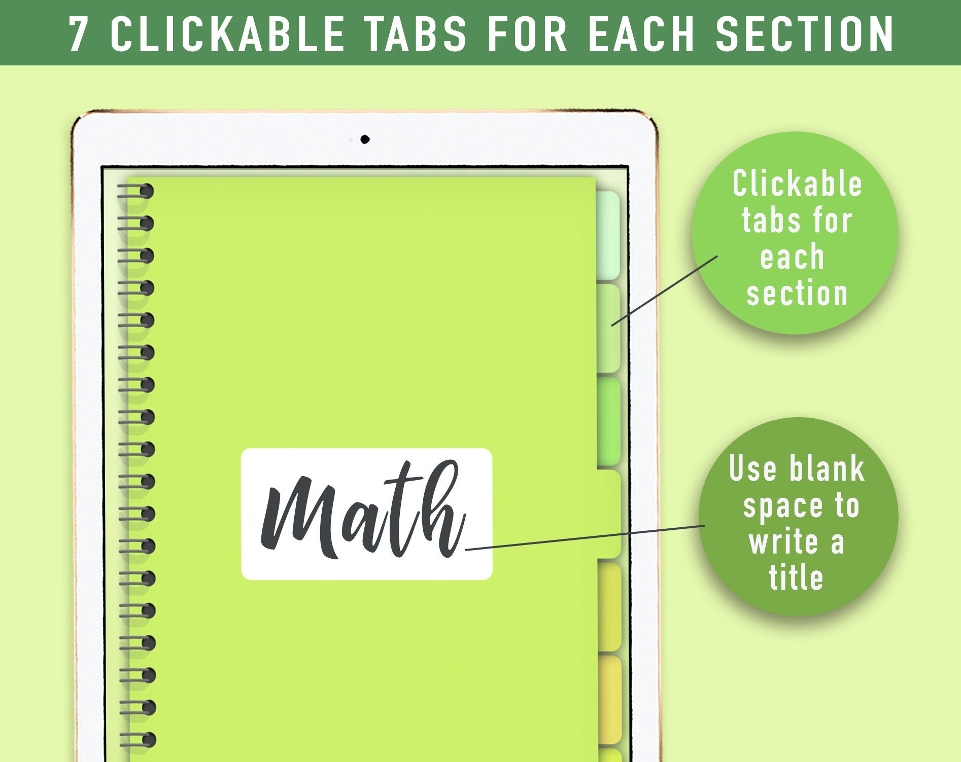 Digital Notebook Green Goodnotes Notebook Goodnotes Planner Etsy
