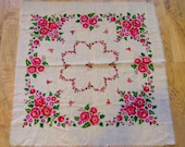 Vintage Russian Shawl Natural Wool Chale Russe Russian Scarf Floral Shawl with Roses Boho Winter White Medium Size USSR Vintage Scarf Wrap