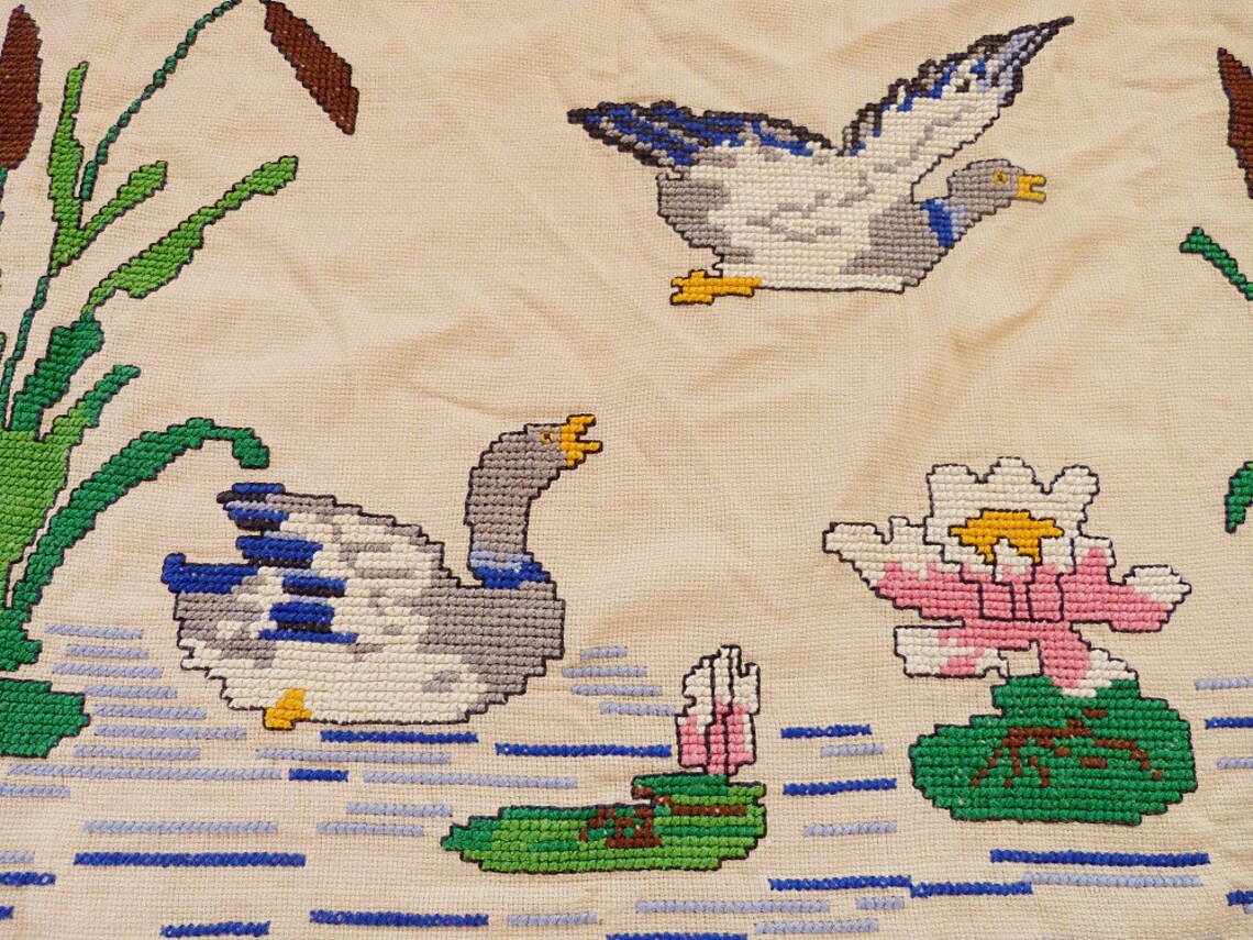 Large Embroidery Carpet Vintage Bulgarian Embroidered Picture Etsy