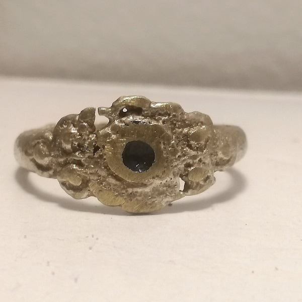 1800s Bulgarian Ring Very Old Vintage Antique Unusual Bulgaria Folk Traditional Bronze Handwork Carved Balkan Jewelry