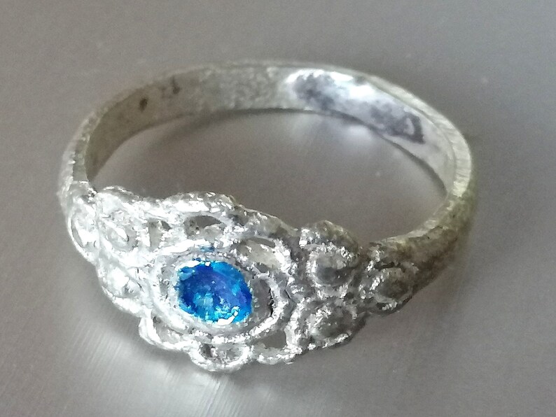 Antique Bronze Ring Bulgarian Women Ring Enamel 1800s Boho Unusual Traditional Balkan