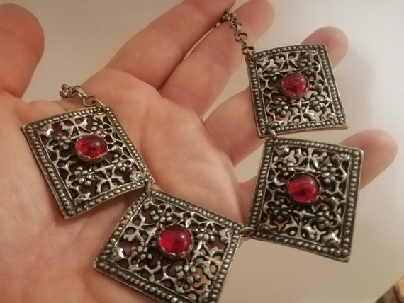 Unique Bulgarian Necklace Balkan Bronze Silver Plated Boho Ethnics