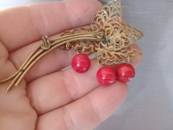 Vintage Russian Brooch Berries Beautiful Old Beae… - image 3