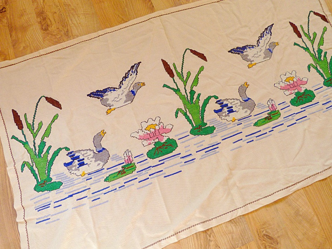 Large Embroidery Carpet Vintage Bulgarian Embroidered Picture Etsy