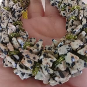 SALE Jasper Necklace Vintage Handwork Unique Rollo Twisted Beaded Unusual Dalmatian Jasper Boho Hippie Women Natural Stone Unusual Gift
