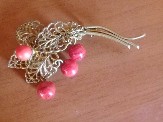 Vintage Russian Brooch Berries Beautiful Old Beae… - image 4