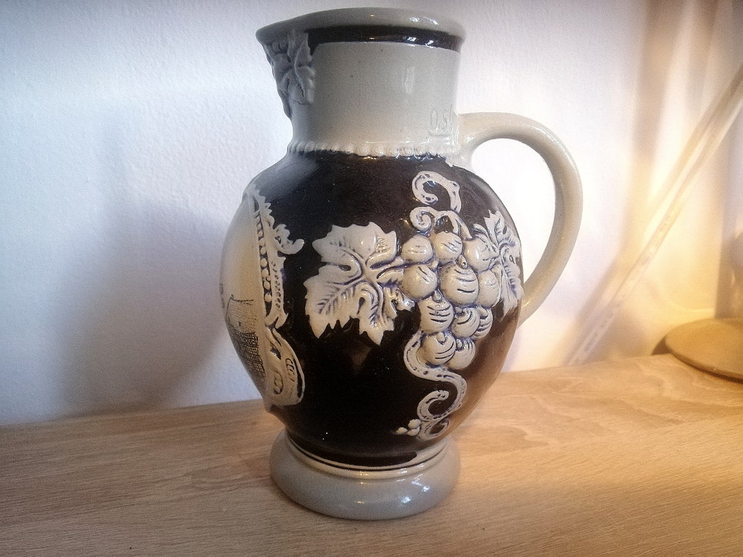 Vintage German Wine Decanter Halph Liter Unique Handwork Old Etsy