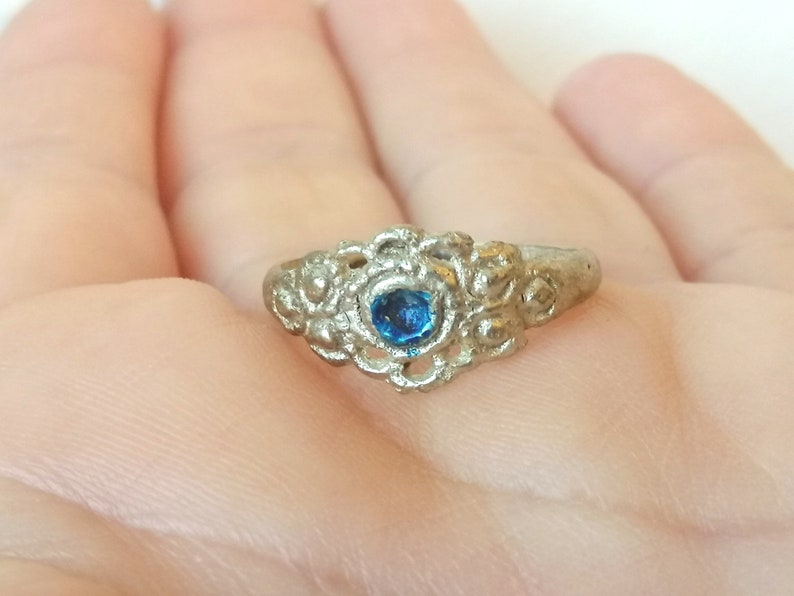 Antique Bronze Ring Bulgarian Women Ring Enamel 1800s Boho Unusual Traditional Balkan