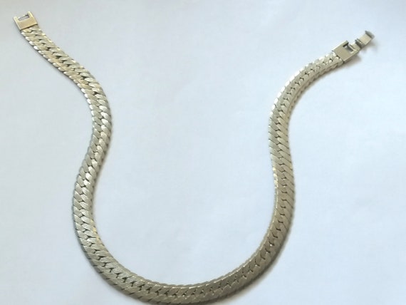 Vintage Necklace Wide Chain Type Cleopatra White … - image 2