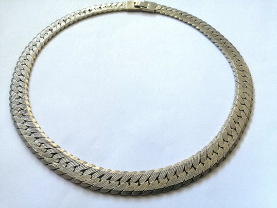 Vintage Necklace Wide Chain Type Cleopatra White … - image 7