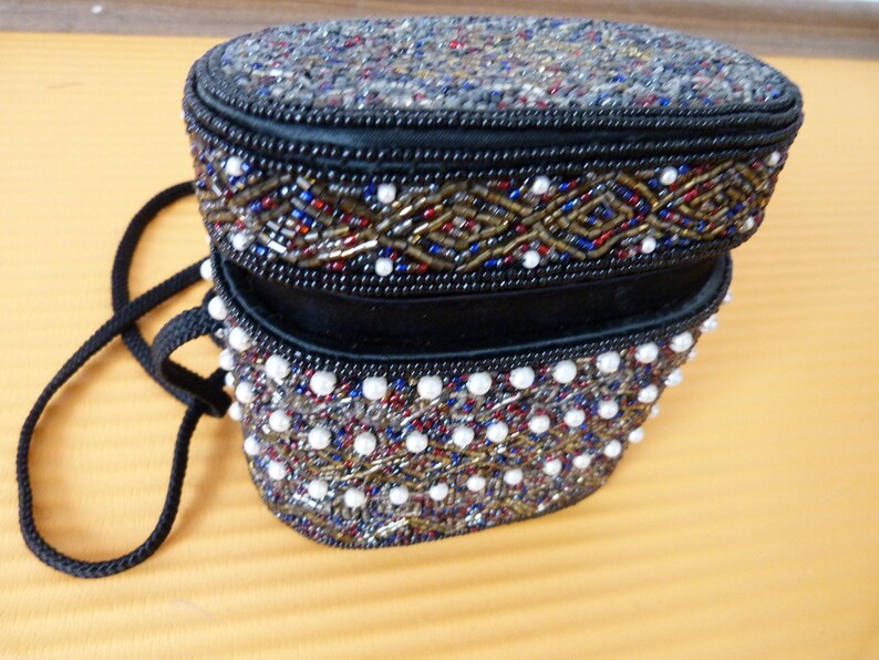 Beautiful Beaded Bag Vintage Evening Purse on Long Handle Elegant