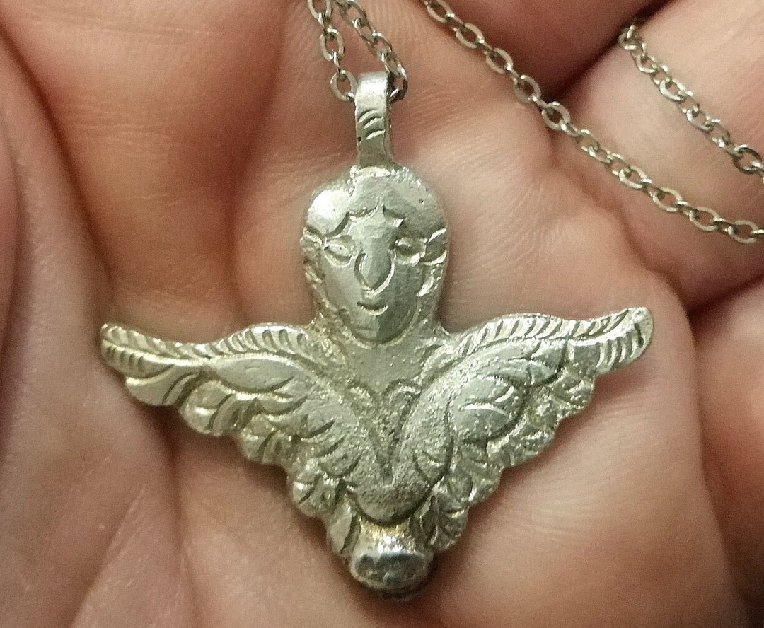 VERY UNIQUE Bulgarian Angel Antique 1800s Fragment Pendant Sachan Low