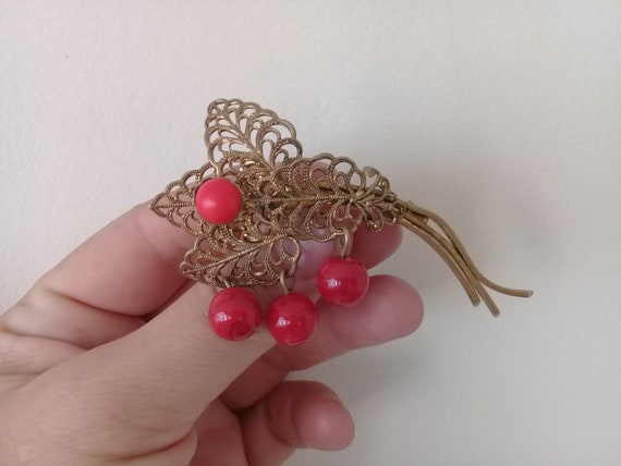 Vintage Russian Brooch Berries Beautiful Old Beae… - image 6