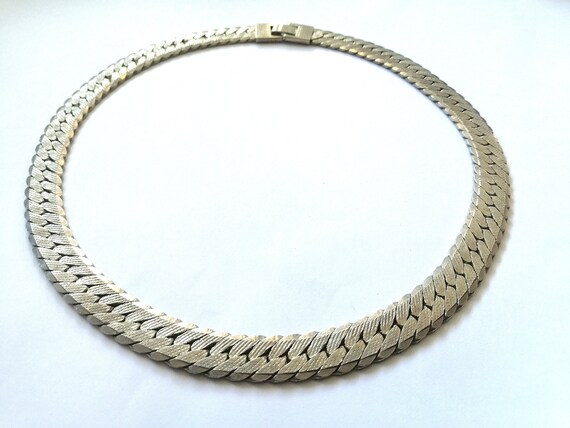 Vintage Necklace Wide Chain Type Cleopatra White … - image 6