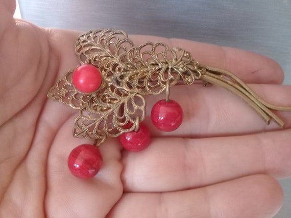 Vintage Russian Brooch Berries Beautiful Old Beae… - image 5