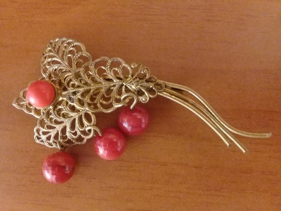 Vintage Russian Brooch Berries Beautiful Old Beae… - image 7