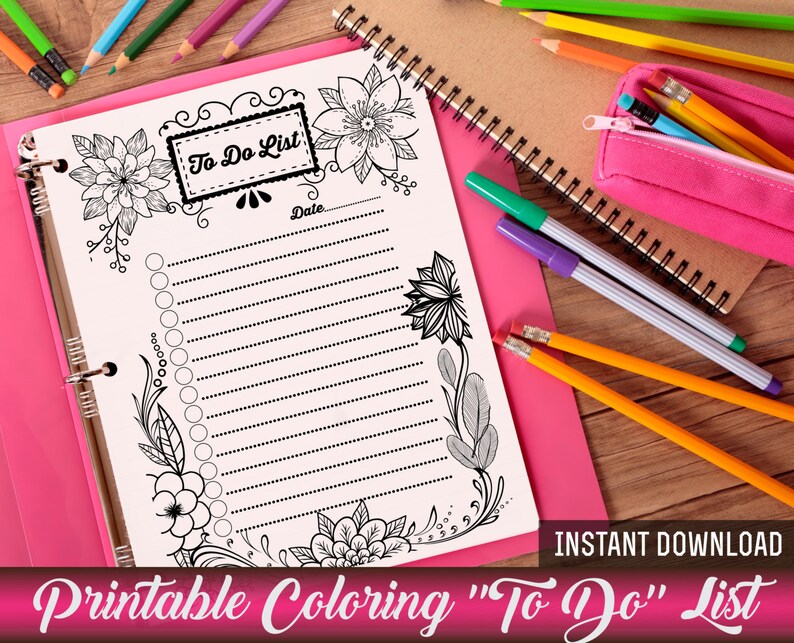 Coloring Page to Do List Coloring Book Printable Coloring Page | Etsy