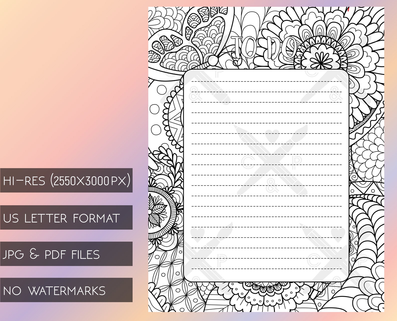 Coloring Page to Do List Coloring Book Printable Coloring Page | Etsy