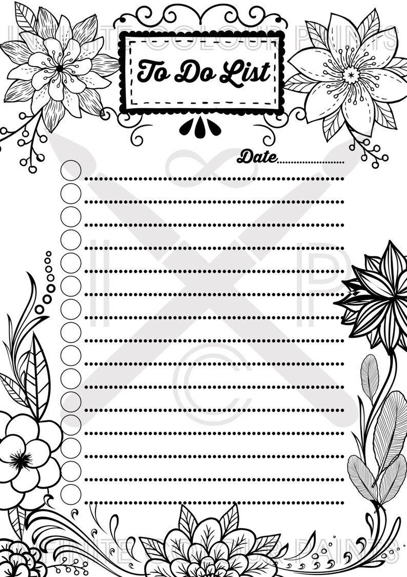 Coloring Page to Do List Coloring Book Printable Coloring Page | Etsy